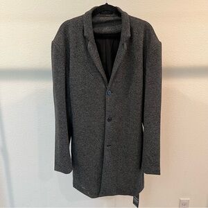 NEVER WORN! Tailored Athlete | Single Breasted Herringbone Overcoat in Gray
